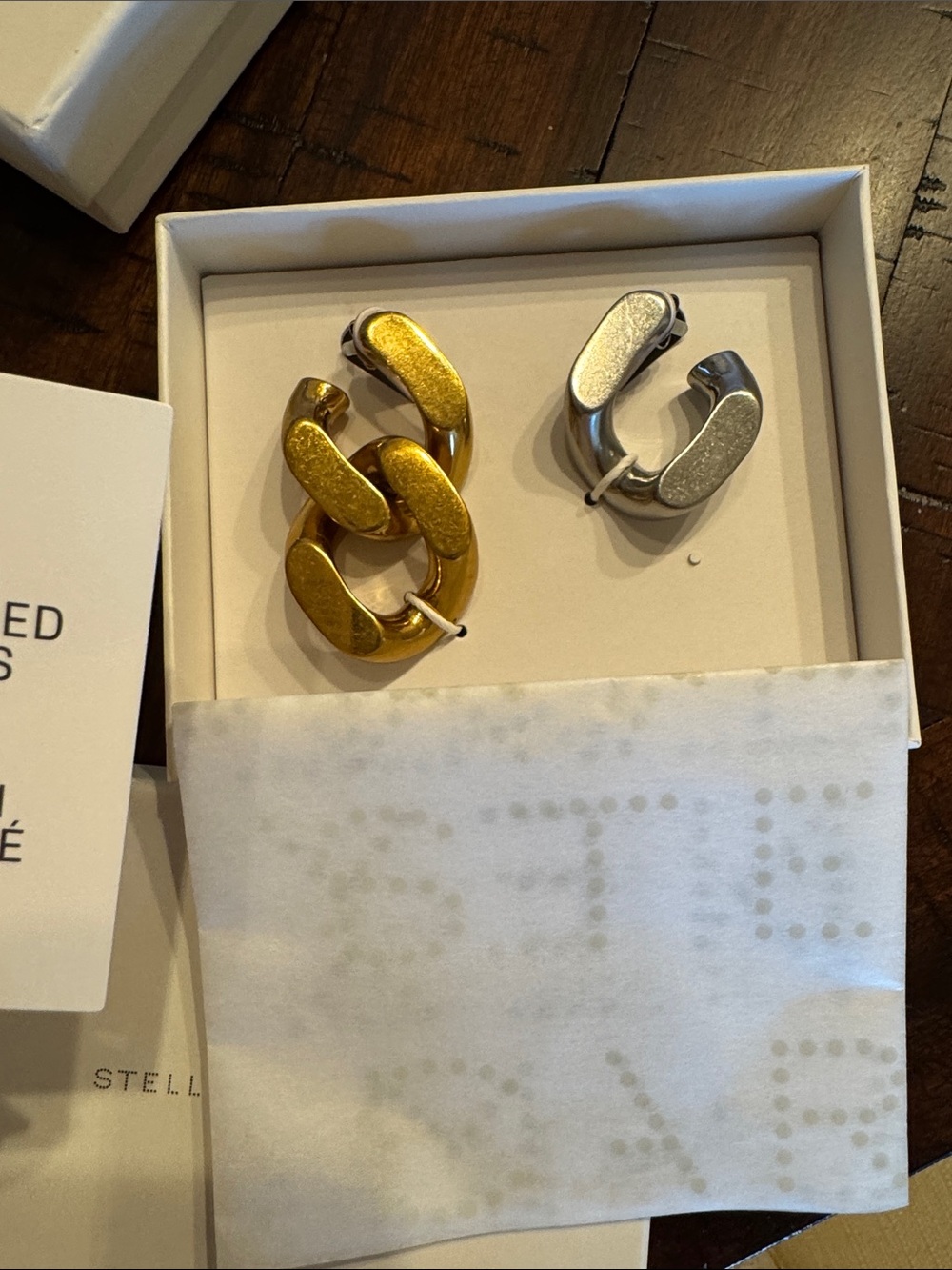 Stella McCartney x H&M Two-Tone Metal Chunky Hoop Earrings - Gold & Silver - Picture 5 of 5